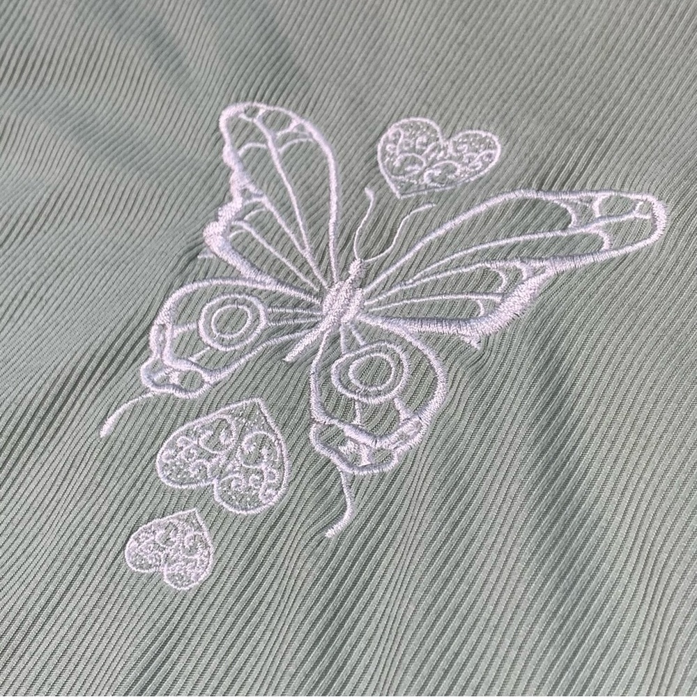 Green Sage Butterfly Ribbed Top - Picture 9 of 9